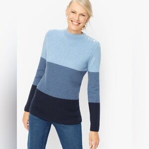 Talbots COLORBLOCK MOCKNECK PULLOVER size XS